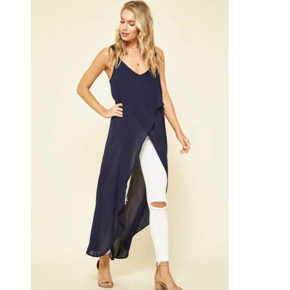 NWOT Women’s Navy Blue Tank top duster top, small, medium, large, promesa